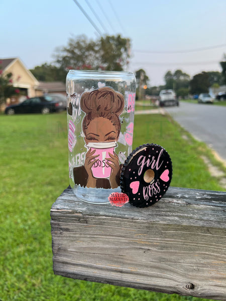 Girl Boss Glass Can Tumbler