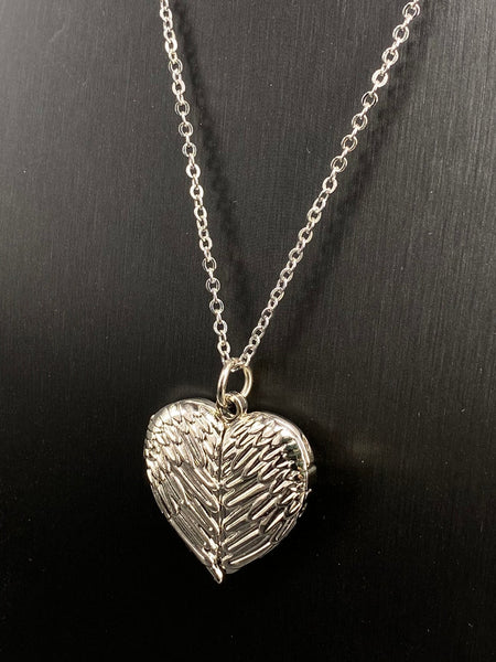 Heart-Shaped Wings Locket Necklace