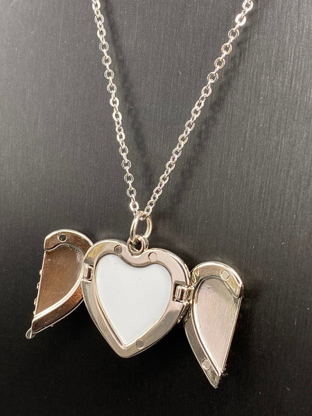 Heart-Shaped Wings Locket Necklace